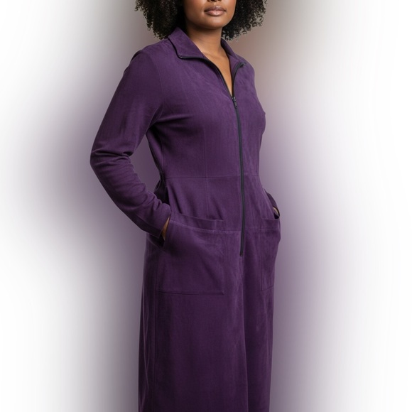 Vintage Onde Purple Suede Zip Dress Pockets 16 - Picture 3 of 16